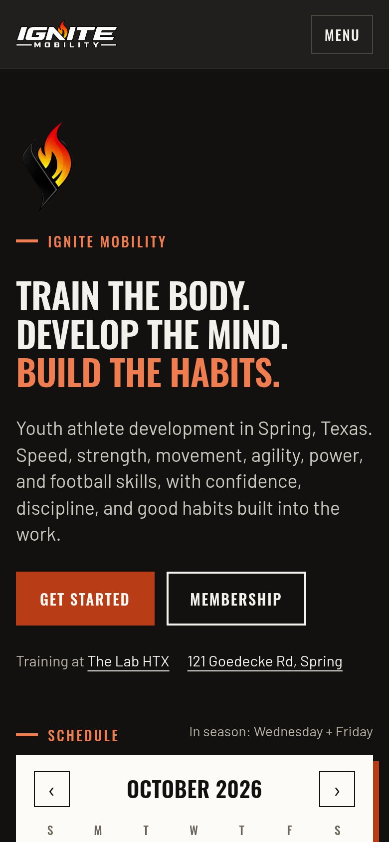 After: the rebuilt Ignite Mobility homepage on a phone