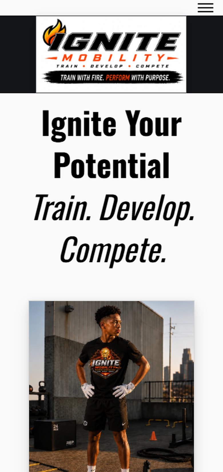 Before: the original Ignite Mobility homepage on a phone